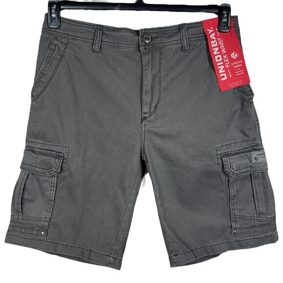 Union Bay SZ 34 Wyatt Cargo Shorts Stretch Relaxed Fit Pocket Zip-Fly Flint Gray - Picture 1 of 9